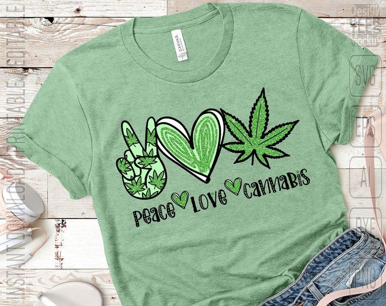 Download Peace Love Cannabis Marijuana Weed SVG DXF PNG Cut Files ...