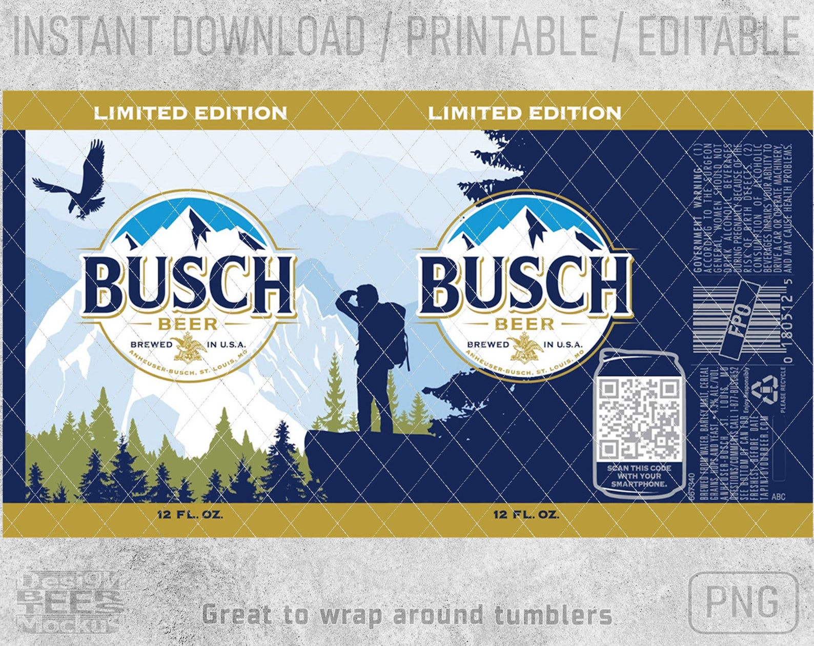 2 in 1 Unofficial Busch Light Beer Logo Can Wrap Great to wrap Etsy