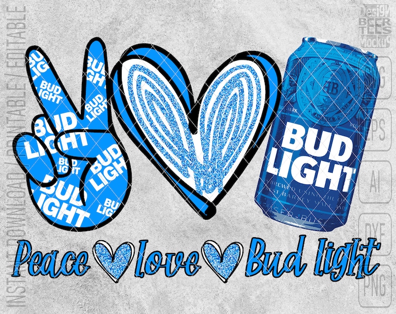 Download Peace Love Bud Light Beer Can SVG DXF PNG Cut Files Vector ...
