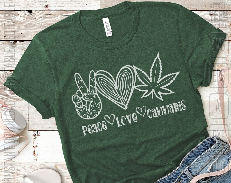 Download Peace Love Cannabis Marijuana Weed SVG DXF PNG Cut Files ...