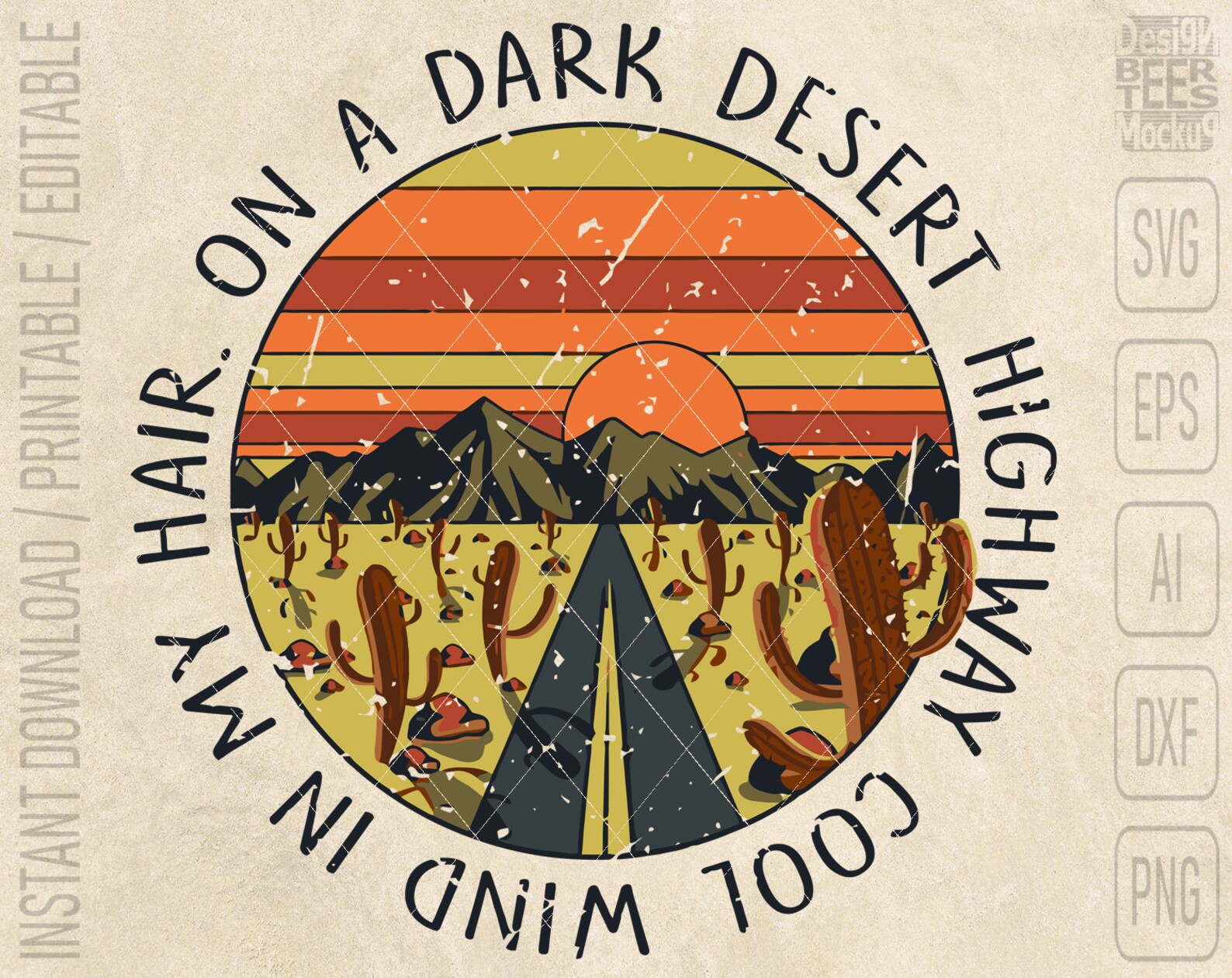 On A Dark Desert Highway Worn SVG DXF PNG Cut Files Vector Etsy