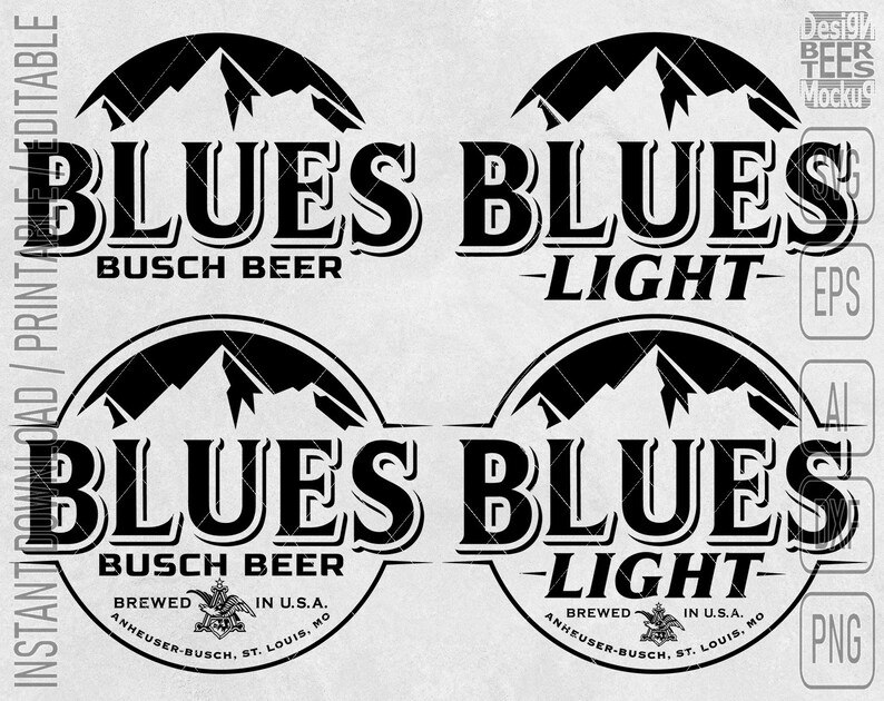 4 in 1 Blues Busch Light Beer Logo SVG DXF PNG Cut Files | Etsy