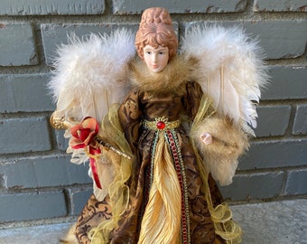 Gold and Brown Angel Tree Topper