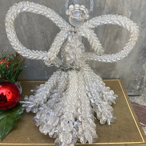 Little Clear Plastic Beaded Vintage Christmas Angel