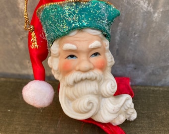 Vintage Ceramic Santa Ornament