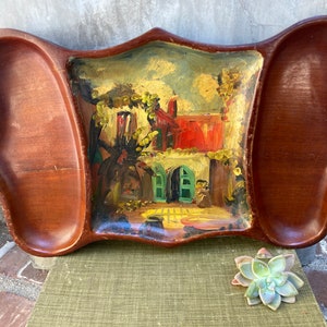 Hand Painted Wooden Tray: Compartment Trinket Dish, Home Decor