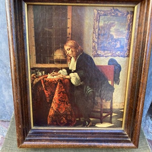 Man Writing A Letter in Vintage Frame
