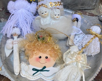 White Vintage Christmas Angel Ornament Collection