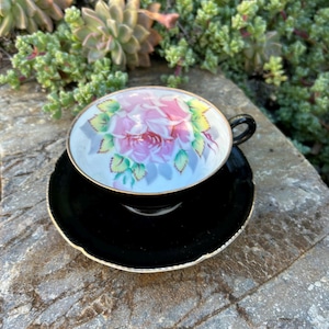 Wales China Hand Painted Vintage Floral Tea Cup and Saucer