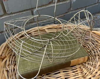 Vintage Chicken Shaped Wire Egg Basket