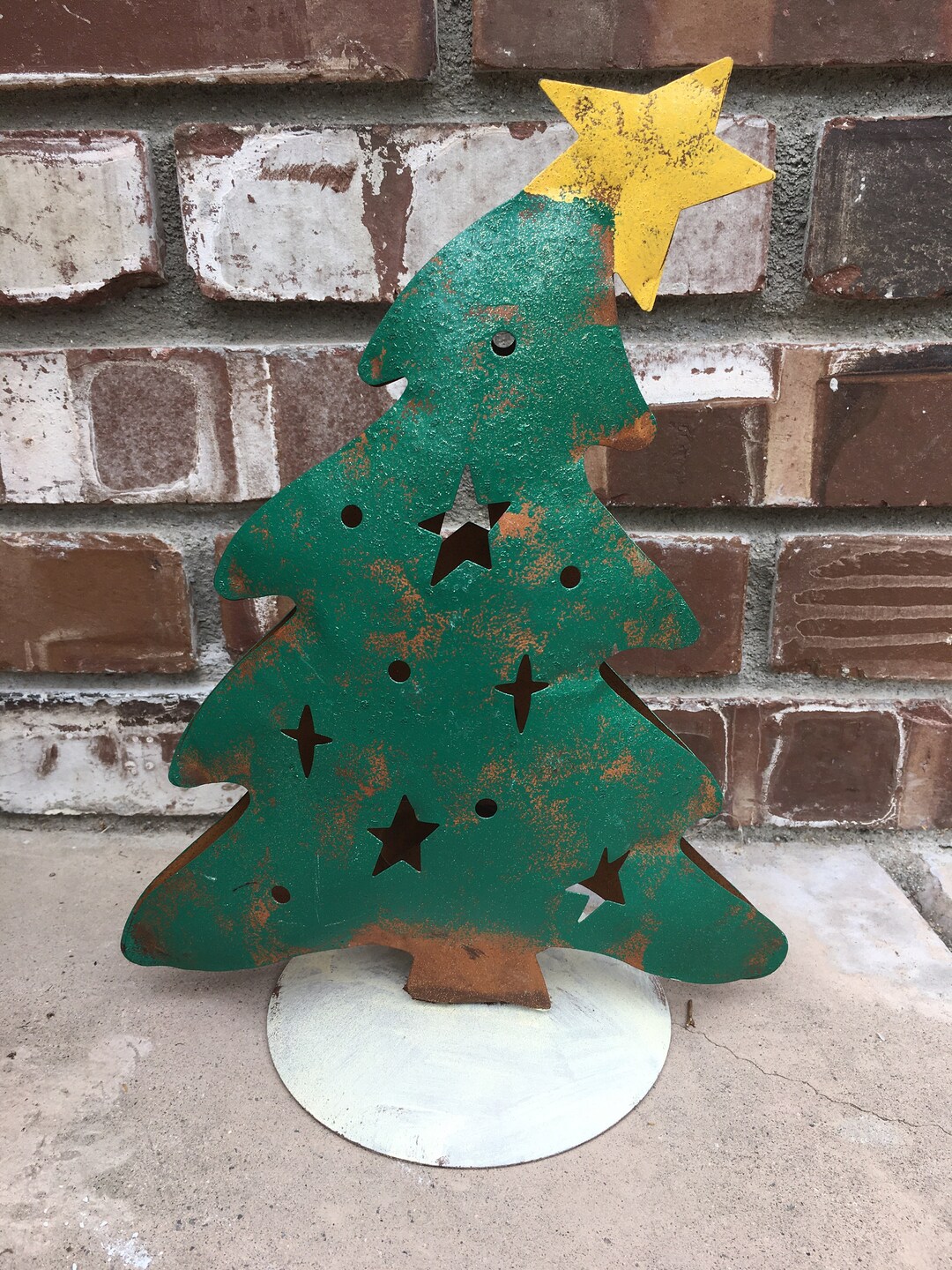 Metal Rustic Tilting Christmas Tree Etsy