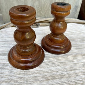 Handmade Wood Candlestick Holders Set of Two