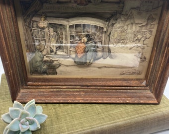Anton Pieck. Framed Print: Vintage Dutch Market Scene Illustration