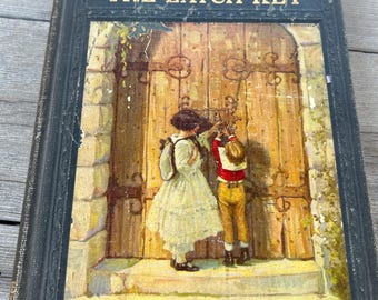 Mi librería: Libro de tapa dura vintage de 1921, "La llave del pestillo": Cuentos y poemas infantiles.