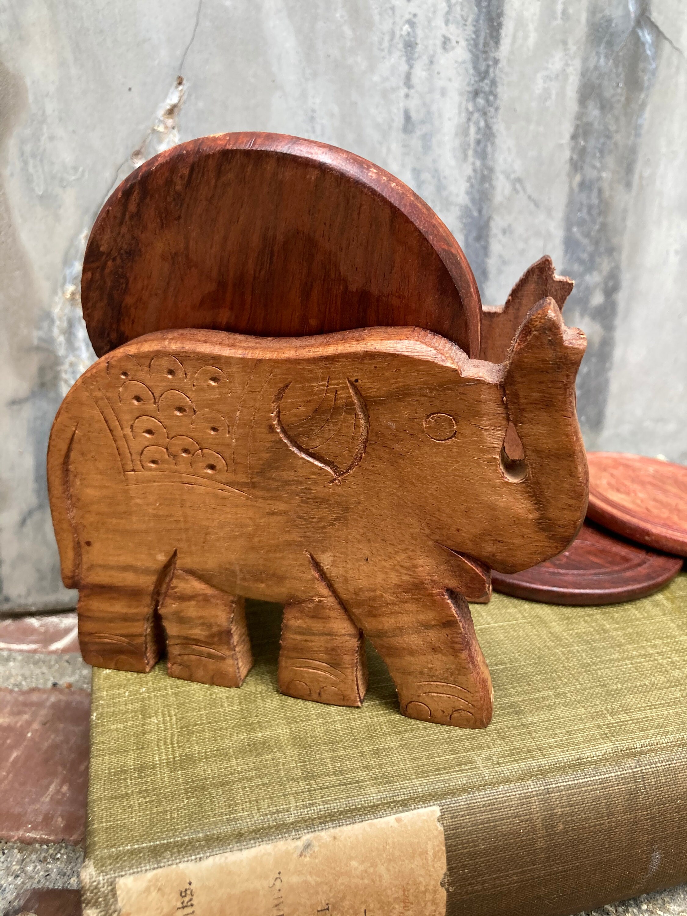 Elephant Coaster Set Etsy