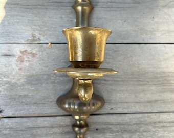 Vintage Solid Brass Candlestick Holder Wall Sconce