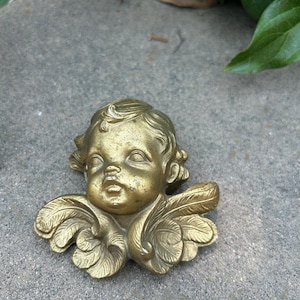 Vintage Scioti Ceramic Cherub Figurine Gold Tone 1987