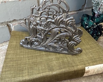 Vintage Brass Letter or Napkin Holder Art Noveau Style