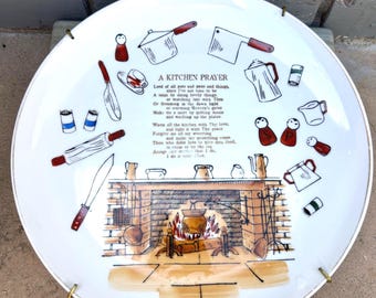 Plato decorativo de pared vintage “Una oración en la cocina” Plato colgante vintage para cocina de 26 cm (10,25 pulgadas)