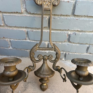 Vintage Brass Wall Sconce Candlestick Holders