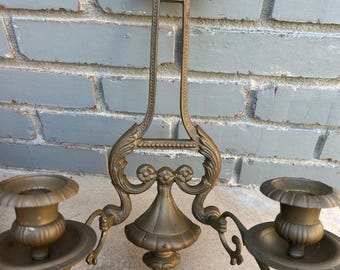 Vintage Brass Wall Sconce Candlestick Holders
