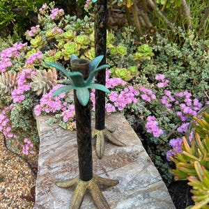 Pair of Palm Tree Candlestick Holders