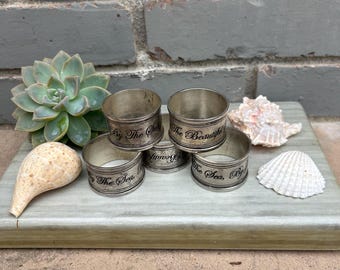 Juego de 5 servilleteros vintage “Junto al mar… Junto al hermoso mar”