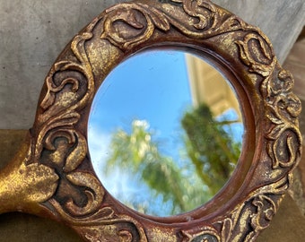 Pretty Gold Decorative Hand Held Mirror