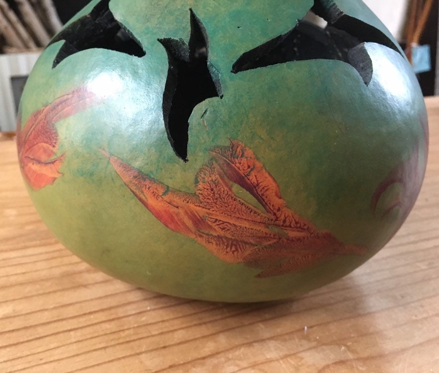 Decorative Gourd Bowl hand painted gourd bowl Fall decor