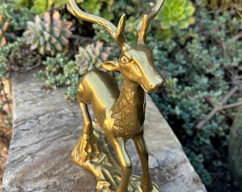 Vintage Brass Reindeer: Holiday Home Decor (8" Tall)
