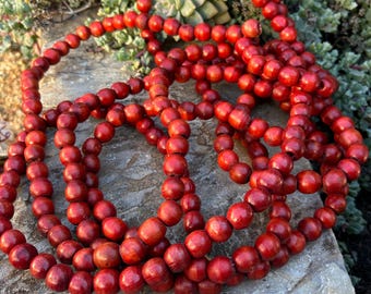 Cranberry Red Wood Beaded Garland