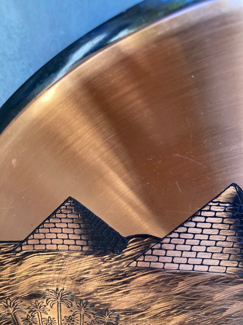 Pyramid Rim Plate Egyptian Wall Plate: Copper Sphinx & Pyramids Decor (11.5” Round) - Etsy