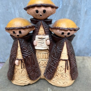 Vintage MCM Singing Monk Trio Figurine