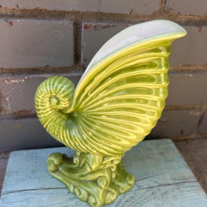 Vintage Royal Hager No 321 Green Nautilis Cornucopia Sea Shell Vase