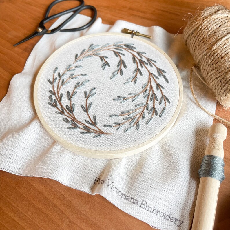 Botanical Wreath Hand Embroidery Pattern for Beginners, Floral ...
