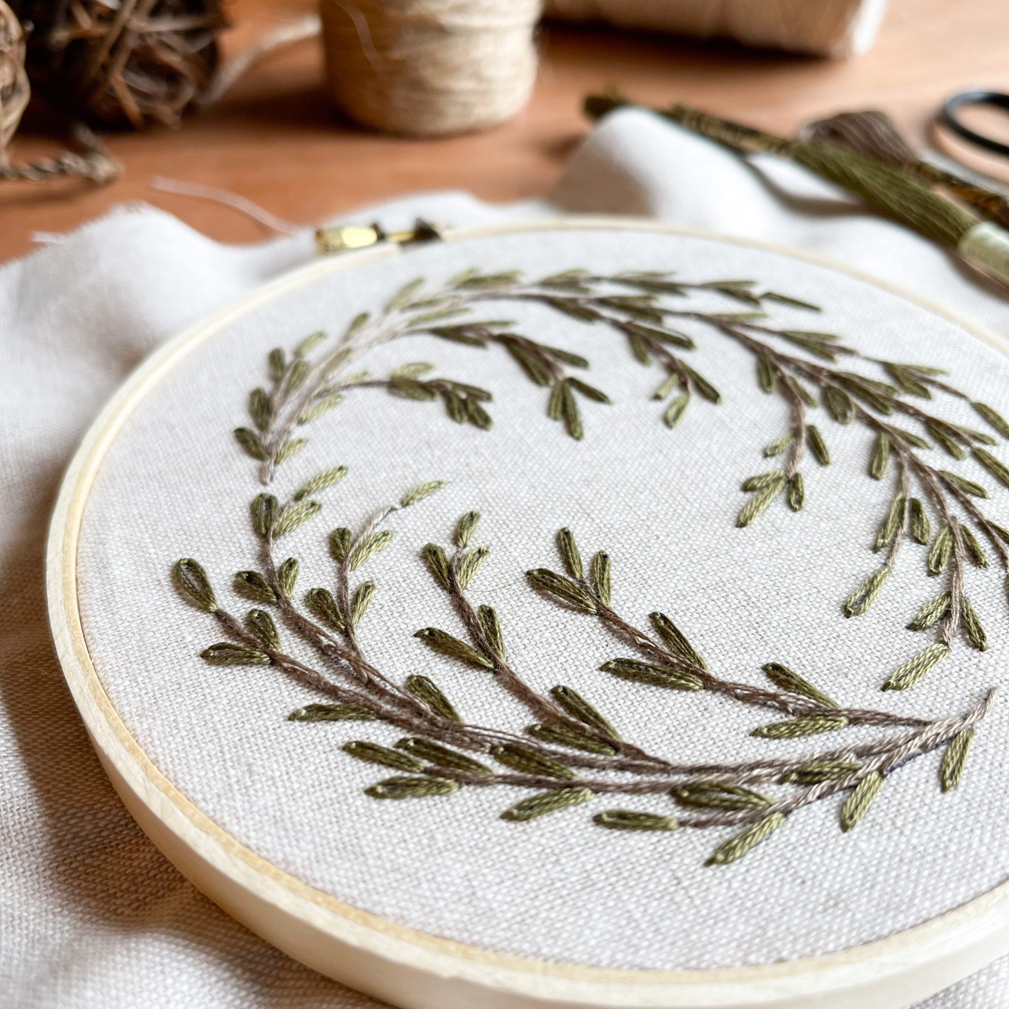 Botanical Wreath Hand Embroidery Pattern for Beginners, Floral ...