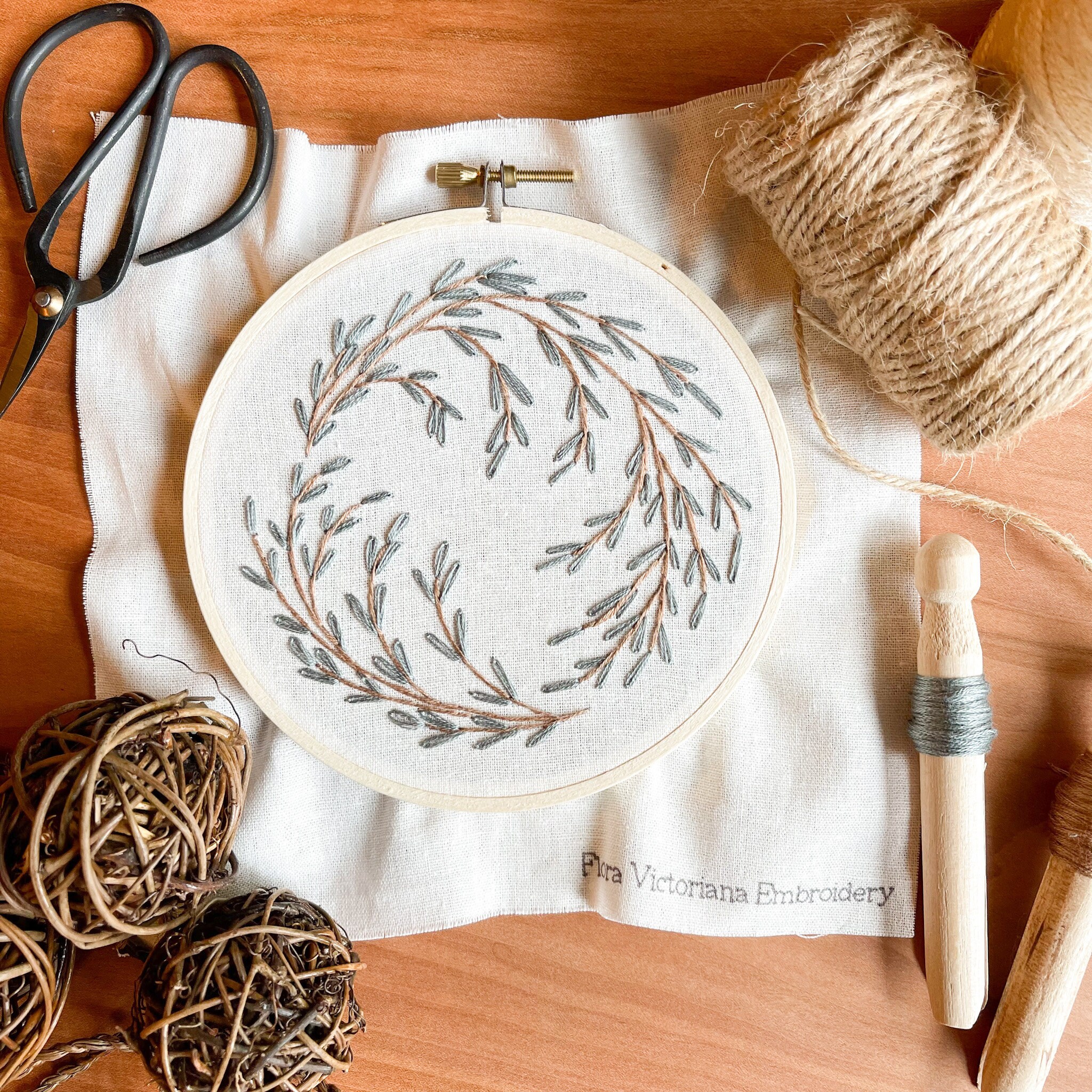 Botanical Wreath Hand Embroidery Pattern for Beginners, Floral ...