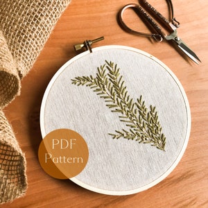Leafy Greens Beginner Embroidery Pattern, Embroidery Pattern Instant Download, DIY Needlework, Hand-Stitched Embroidery Pattern Download