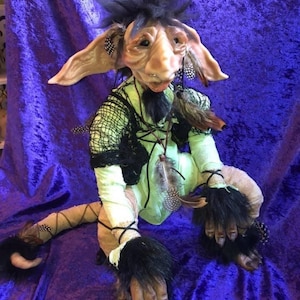 Hand sculpted from polymer clay Rufus The Goblin, Troll, Fae, Pixie, Fantasy Creature Figurine for home decoration