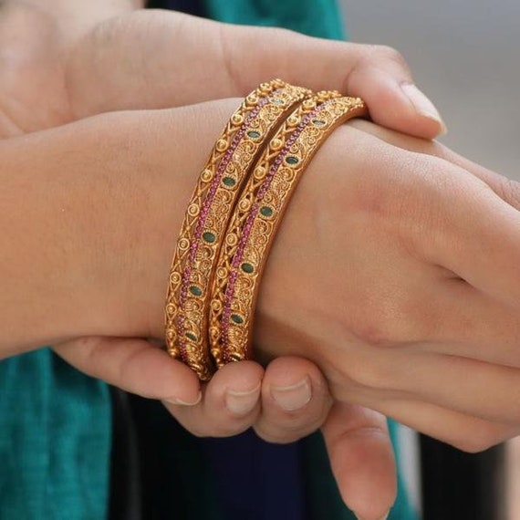 Gold Plated Bracelet for Women Traditional Indian Bracelets Antique Gold  Tone Bracelet Designs Indian Jewelry Bangle Bracelets Designs - Etsy