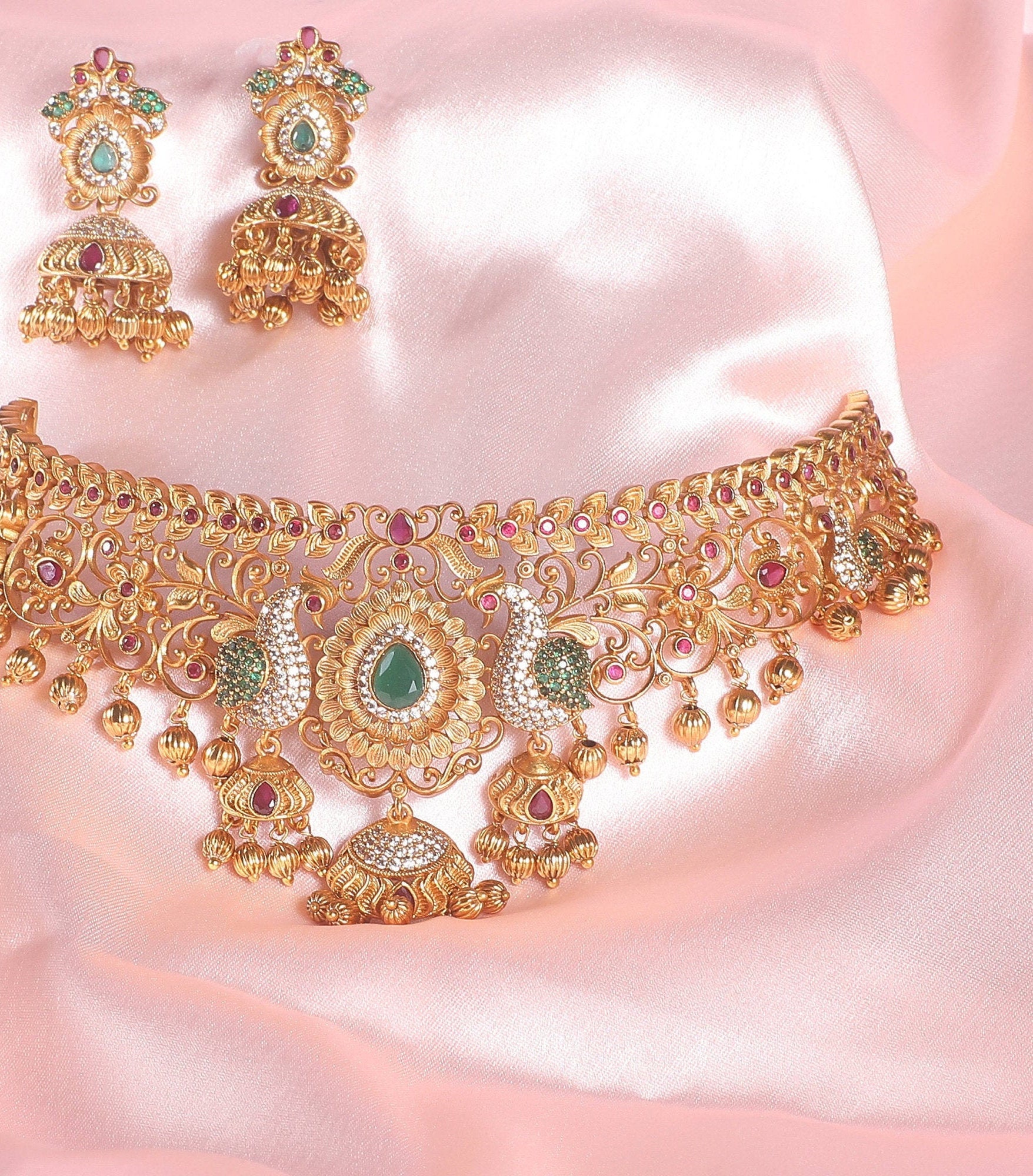 Tarinika Navita Gold plated Choker Necklace Jhumka Earring