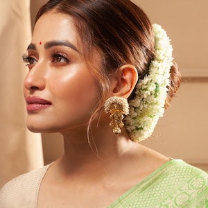 Tarinika Lena Guttapusalu Antique Gold Plated Drop Earring With Cubic Zirconia CZ & Pearl | South Indian Jewelry |  Wedding Gift For Her