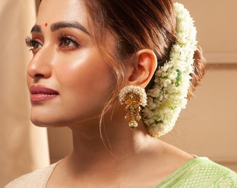 Tarinika Lena Guttapusalu Antique Gold Plated Drop Earring With Cubic Zirconia CZ & Pearl | South Indian Jewelry |  Wedding Gift For Her