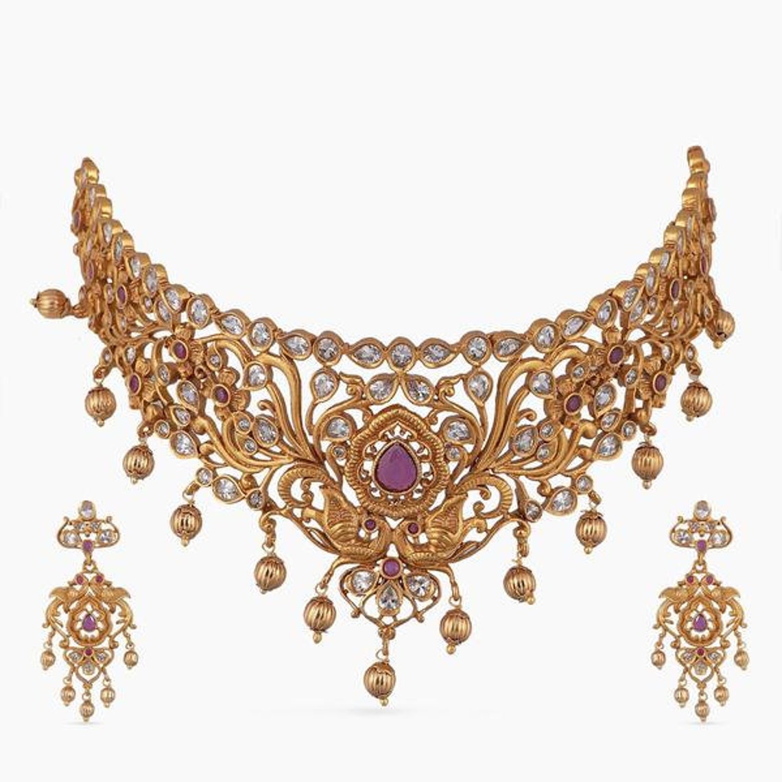 Tarinika Miah Antique Gold-Plated Indian Jewelry Choker Set | Etsy