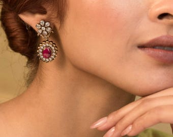 Tarinika Victorian Polish Ulka Nakshatra CZ Earrings - Indian Earrings for Women - Perfect for Ethnic Occasions | Traditional Indian Earring