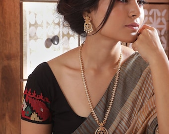 Tarinika Hrida Antique Gold Plated Long Necklace Drop Earring