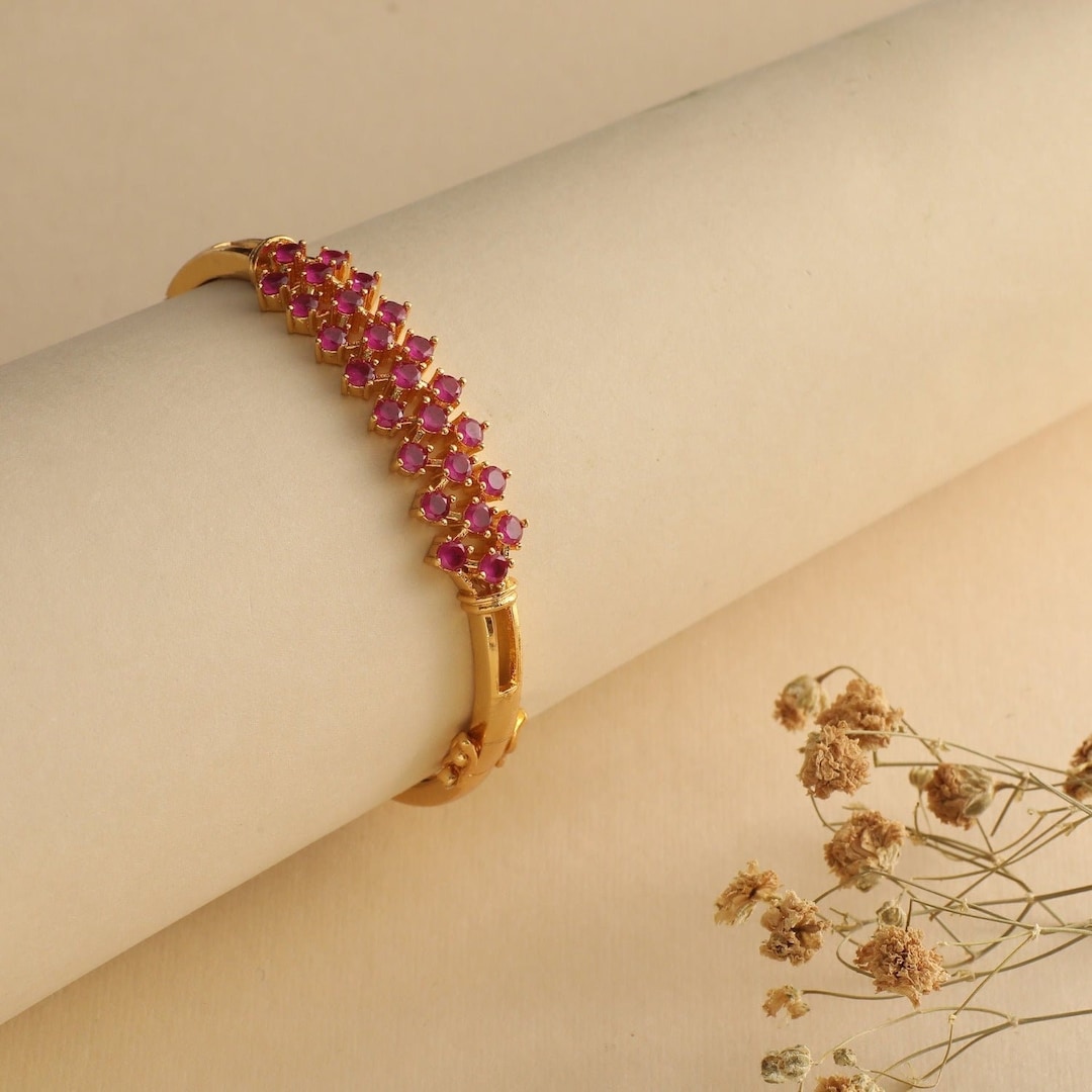 Tarinika Indian Jewelry Glittering Antique Gold Plated Indian Bracelet 