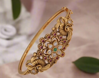 TARINIKA Anmol Antique Bracelet with Nakshi Inspired Design - Indian Bangles for Women Perfect for Ethnic Occasions | Indian Jewelry