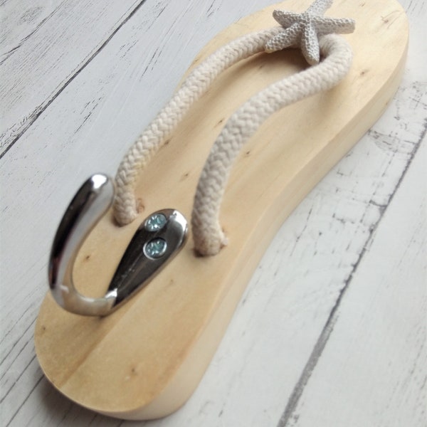 Natural wood (upcycled):  Flip flop Coat Hook