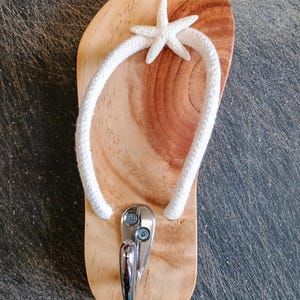 Natural wood (upcycled):  Flip flop Coat Hook
